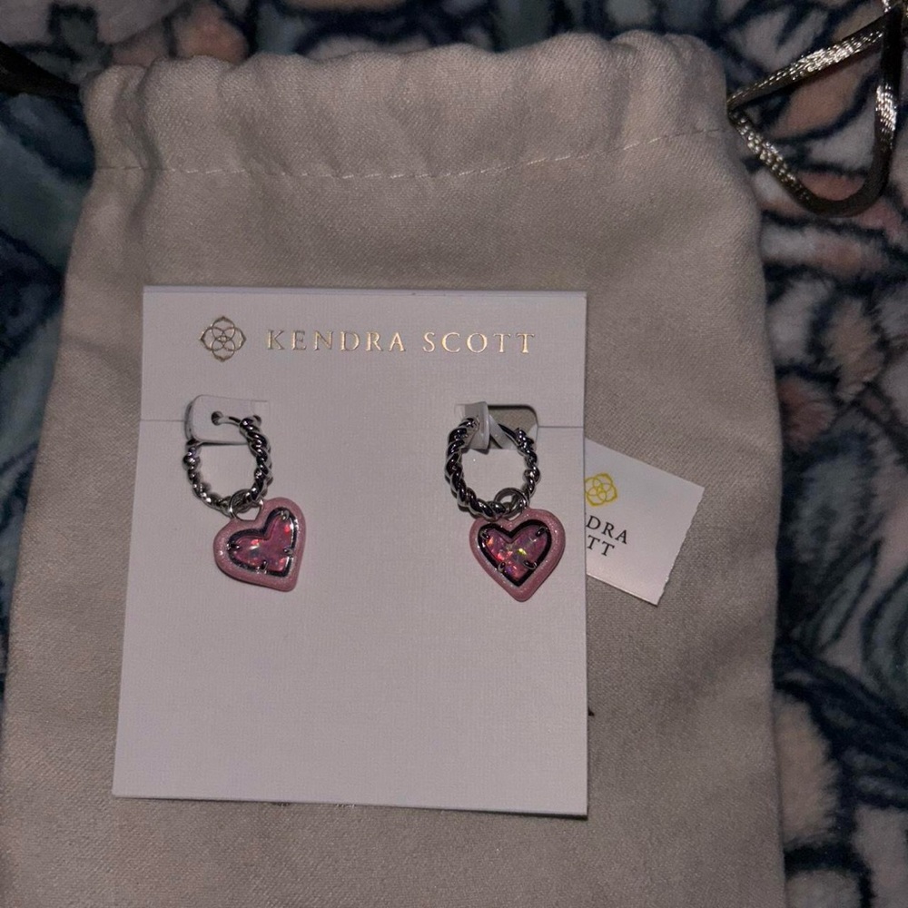Kendra Scott Pink Heart Hoop Earrings